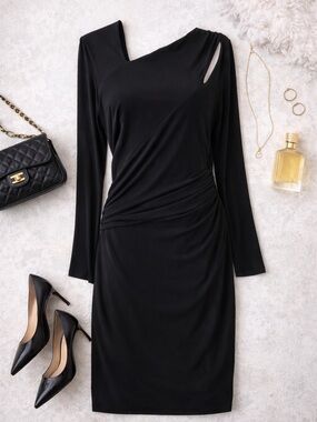 Lauren Ralph Lauren Asymmetrical Cutout Black Dress – Size 8